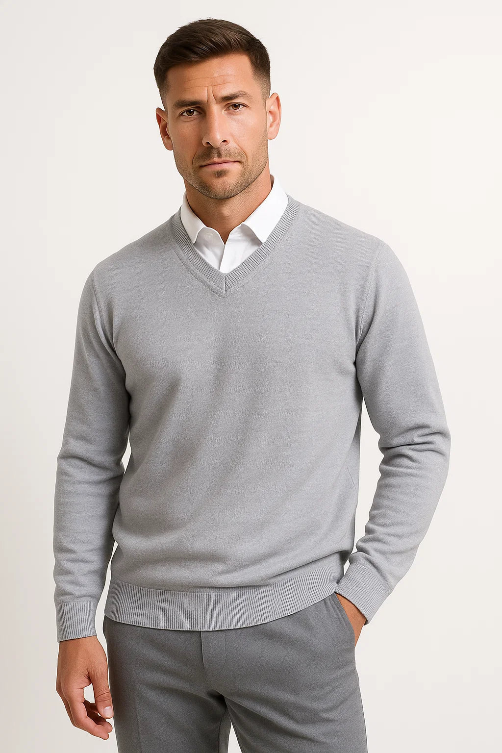 Herren Kaschmir Pullover – Schmale Passform mit V-Ausschnitt