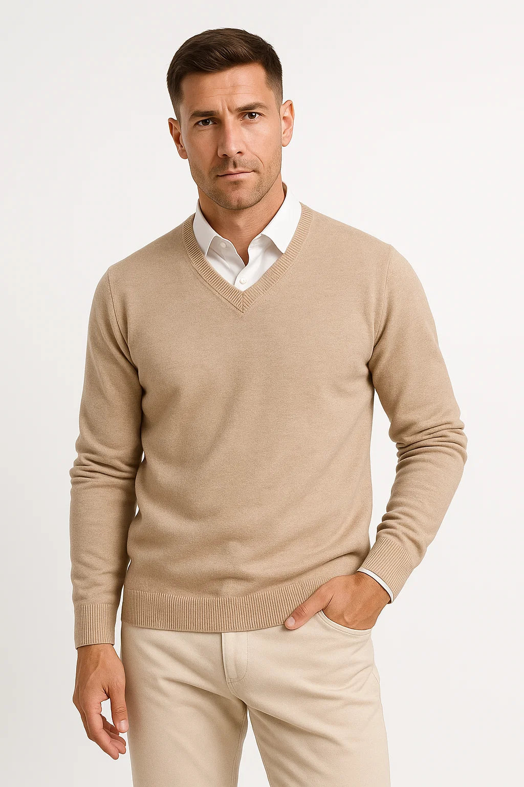 Herren Kaschmir Pullover – Schmale Passform mit V-Ausschnitt