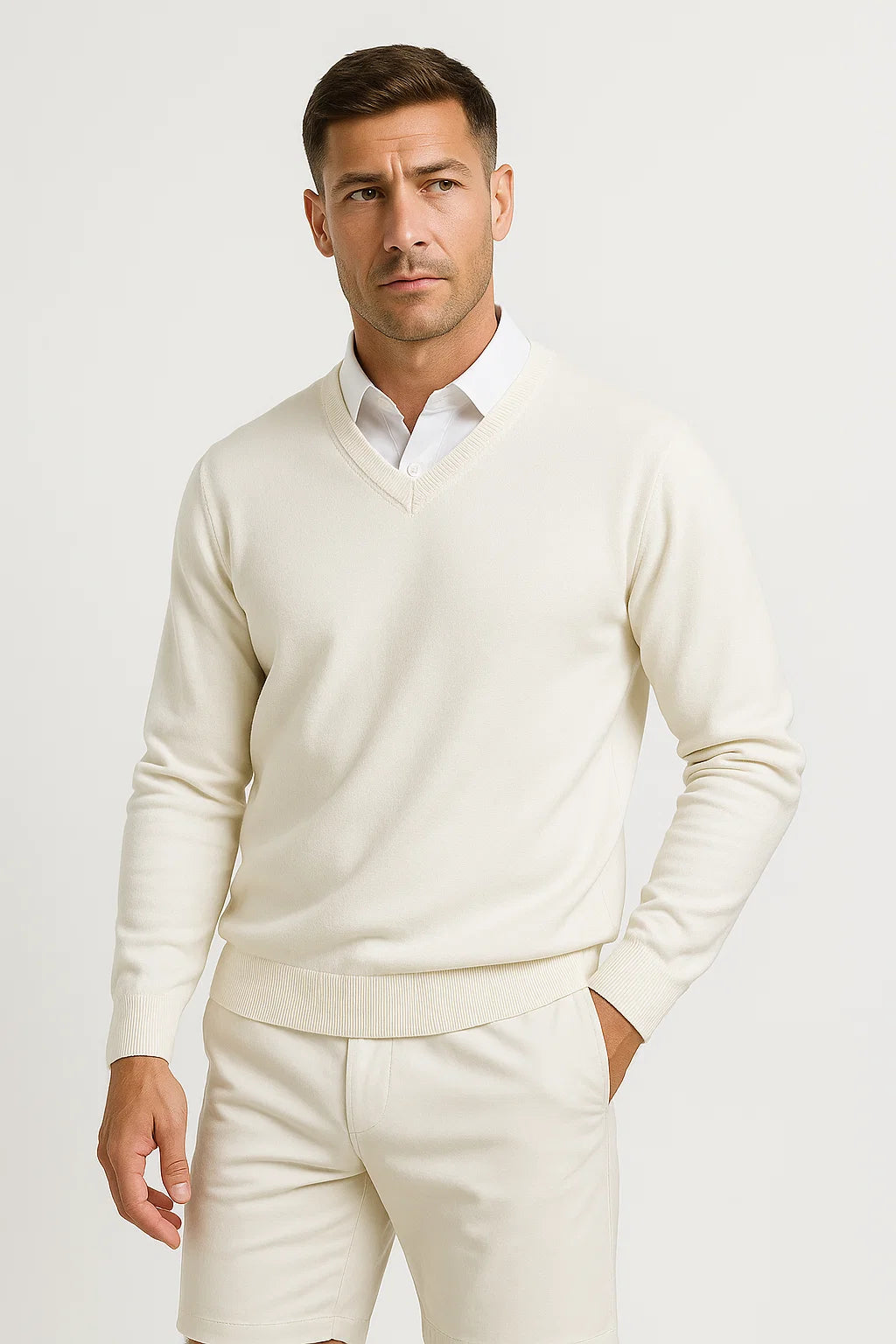 Herren Kaschmir Pullover – Schmale Passform mit V-Ausschnitt