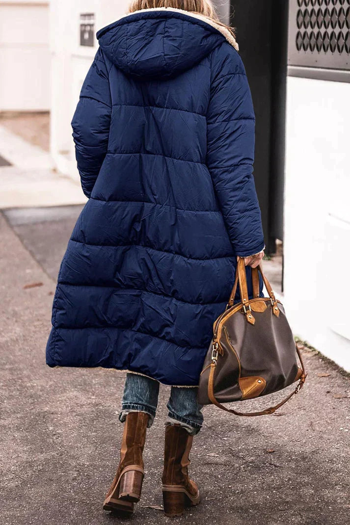 Damen Wendbarer Puffer-Mantel - Kapuze & Plüschfutter