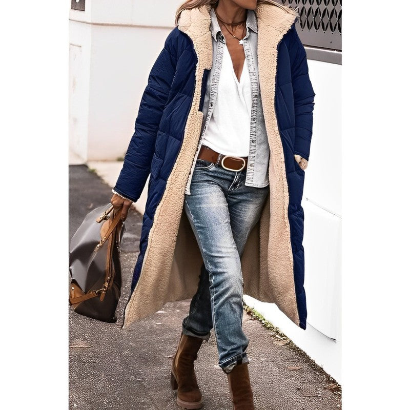 Damen Wendbarer Puffer-Mantel - Kapuze & Plüschfutter