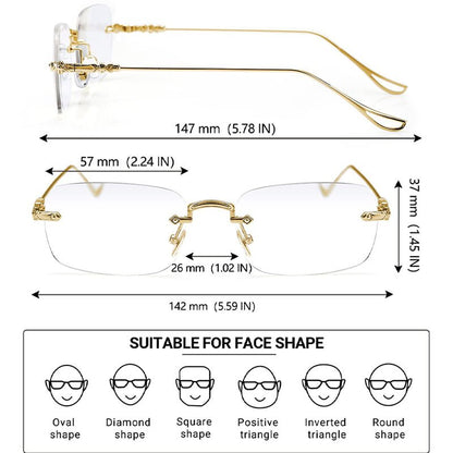 Anti - blue light rimless trimming presbyopic glasses men & women - ALPINE WEAR