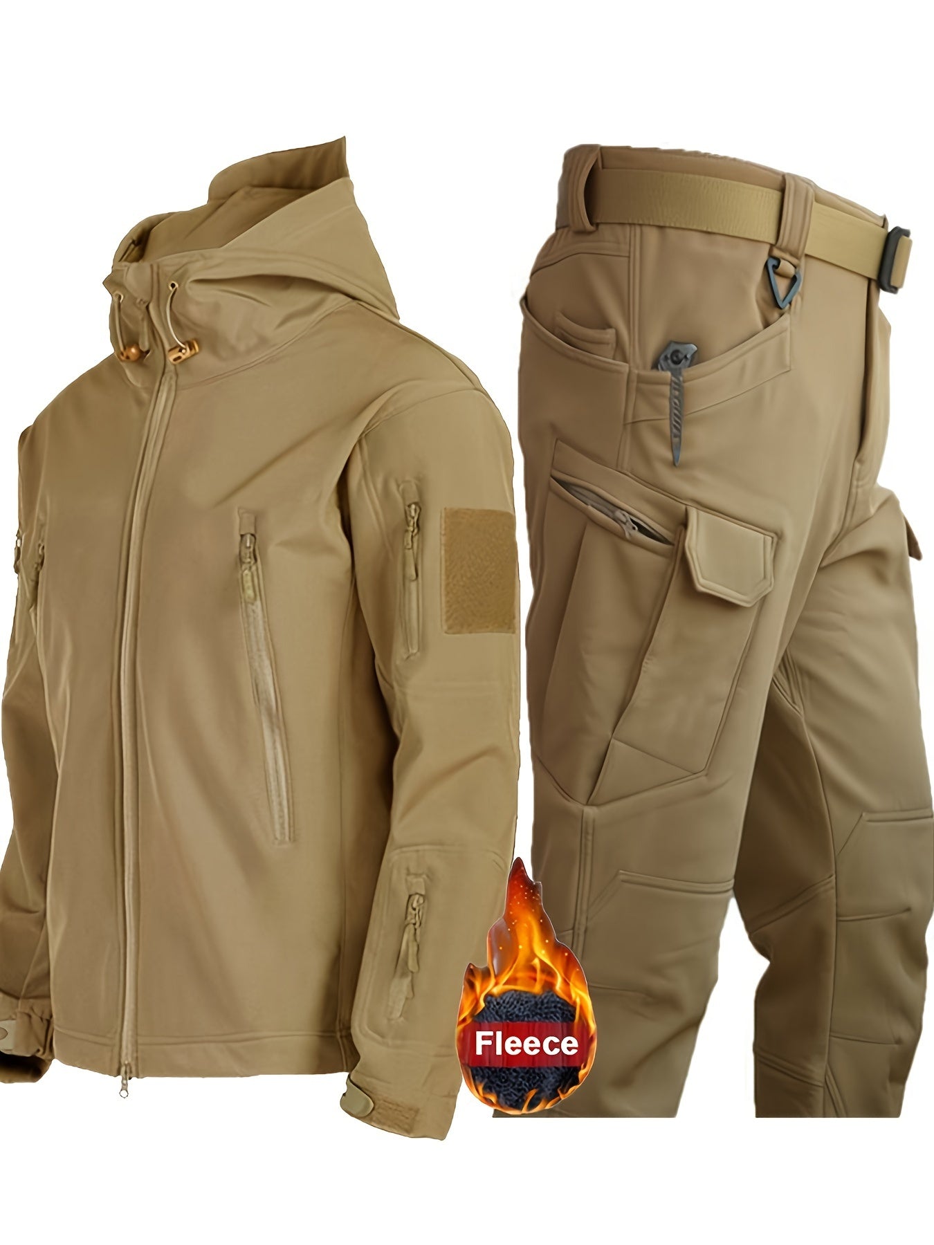 Herren Outdoor Thermisches Outfit Set – Multi-Taschen-Jacke & Cargo-Hose
