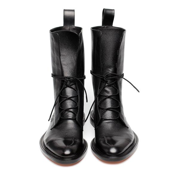 Damen Schnürstiefel Schwarz - Mittelhoch mit Profilsohle