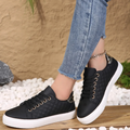 Damen Gesteppte Schnür-Sneakers - Mit Gold-Details
