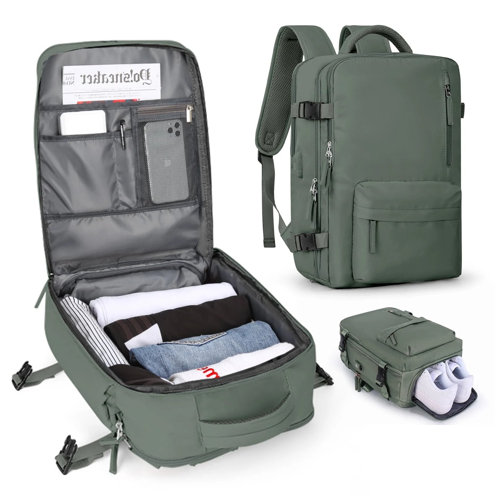 Wasserdichter Reiserucksack - Diebstahlschutz mit USB-Anschluss