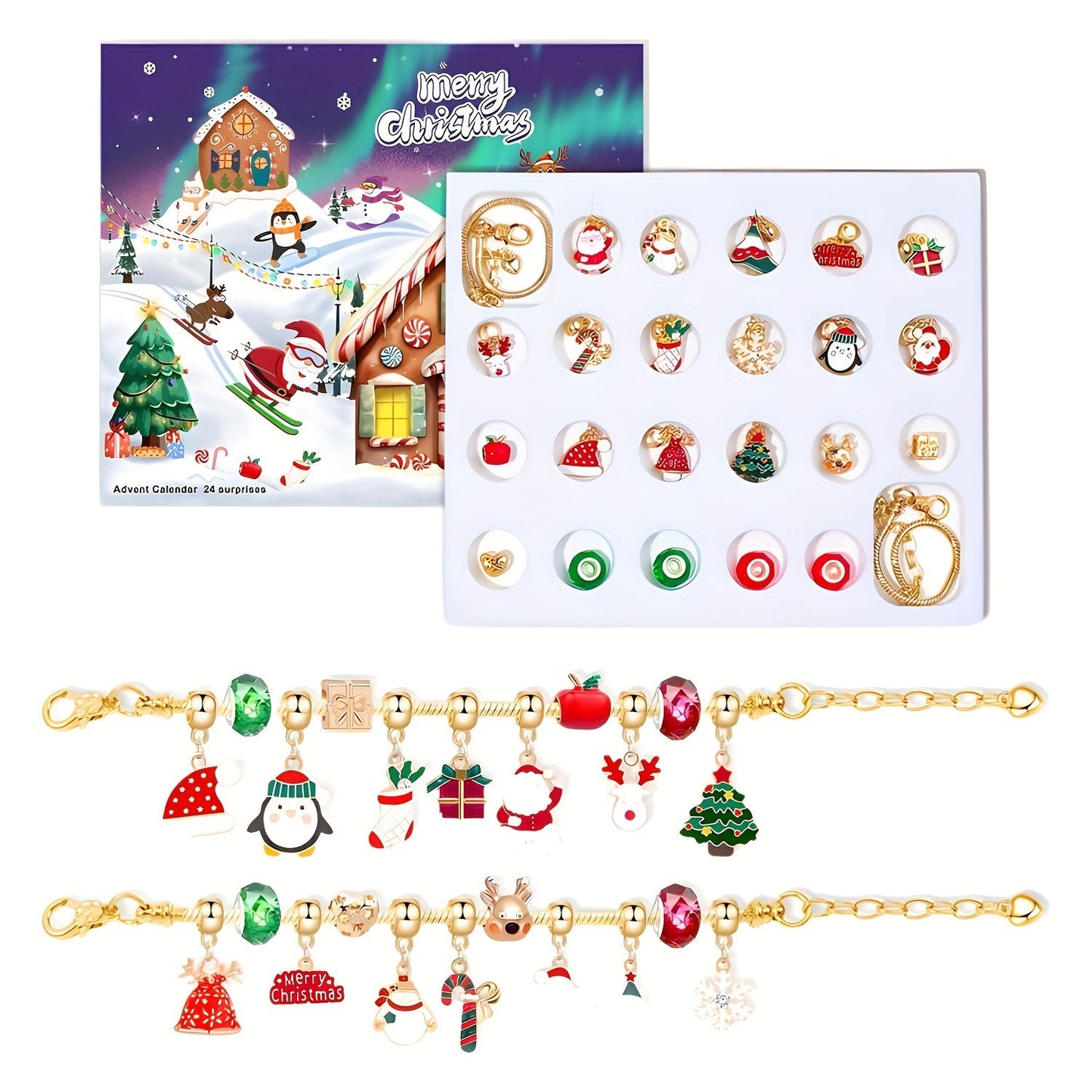 Weihnachts-Adventskalender Armband-Set - DIY Charms & Perlen