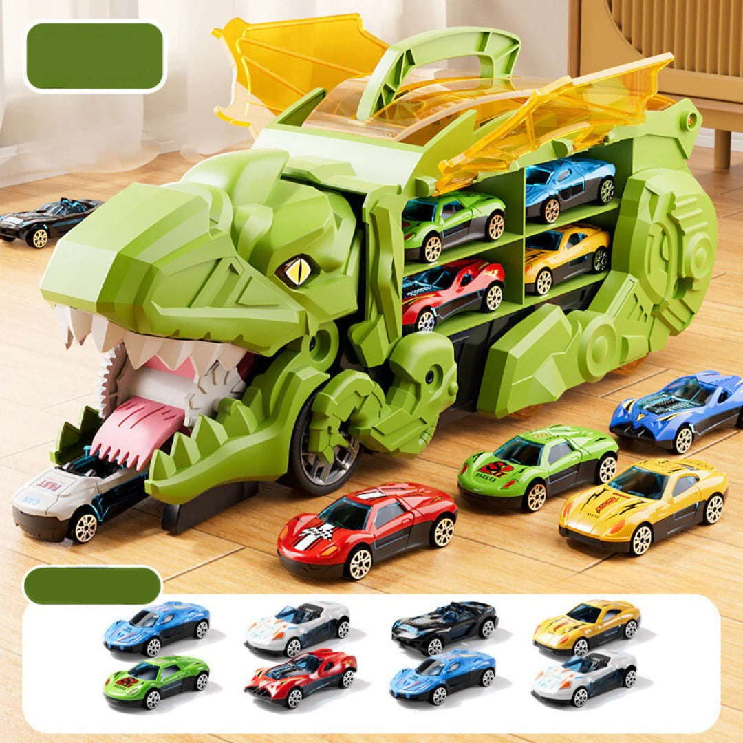 Dinosaurier Spielzeug-LKW Spielset - Träger Aufbewahrung mit Mini Rennautos
