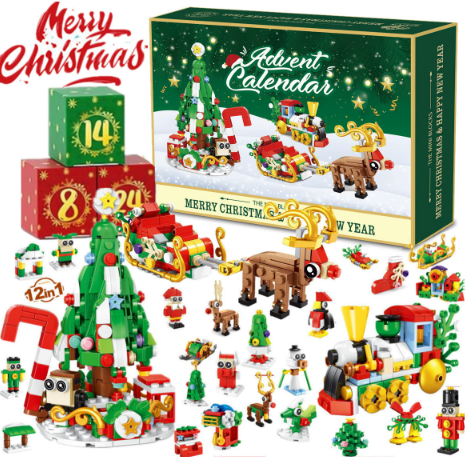 Weihnachts-Adventskalender Baustein-Set - 24-in-1 Multimodell-Design