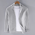 Herren Rippstrick Cardigan – Voll-Reißverschluss mit Stehkragen