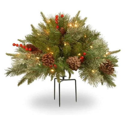 Weihnachts-Blumenkasten-Füllung – Künstliche Komposition mit Lichtern