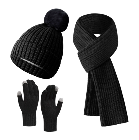 Damen 3-teiliges Strickaccessoire-Set - Mütze, Touchscreen-Handschuhe und Schal