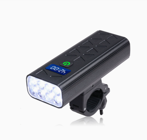 5000 Lumen Fahrradlicht Schwarz - 12 LED mit Digitalem Display
