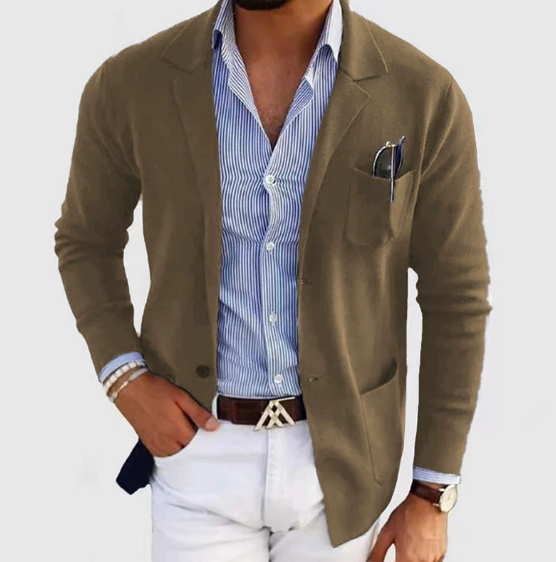 Herren Strickjacke mit Knöpfen - Reverskragen mit Taschen