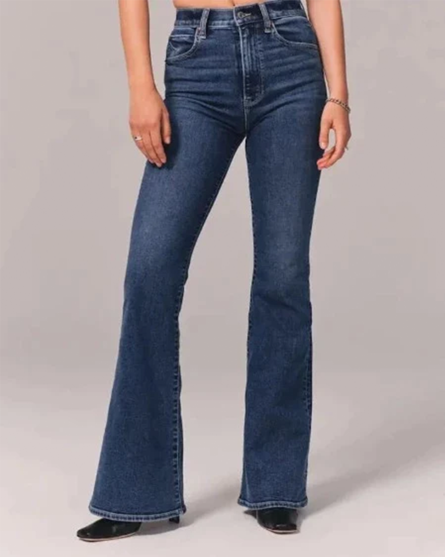 Damen Hoch Taillierte Schlagjeans - Dehnbare Passform