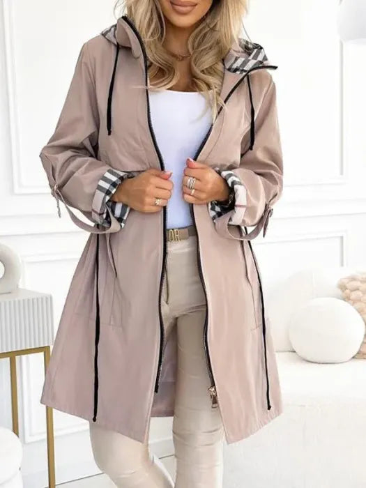 Damen Taillierter Trenchcoat – Wasserdichter Mantel mit Kapuze
