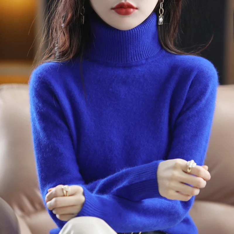 Damen Kaschmir Rollkragenpullover – Flauschig und Gestrickt