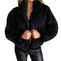 Damen Kunstpelz-Jacke mit hohem Kragen – Lockere Passform
