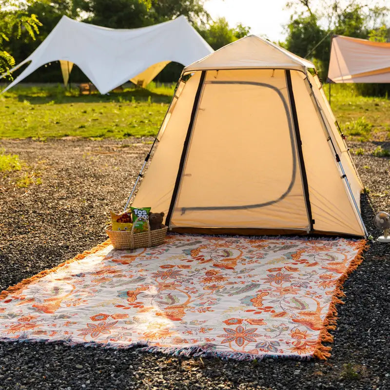 Wendbare Florale Decke - Leichter Quasten Überwurf