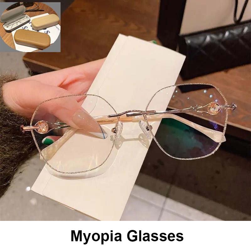 Women's Synthetic Diamonds Rimless Anti Blue Light Glasses - ALPINE WEAR