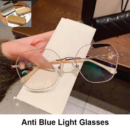Women's Synthetic Diamonds Rimless Anti Blue Light Glasses - ALPINE WEAR